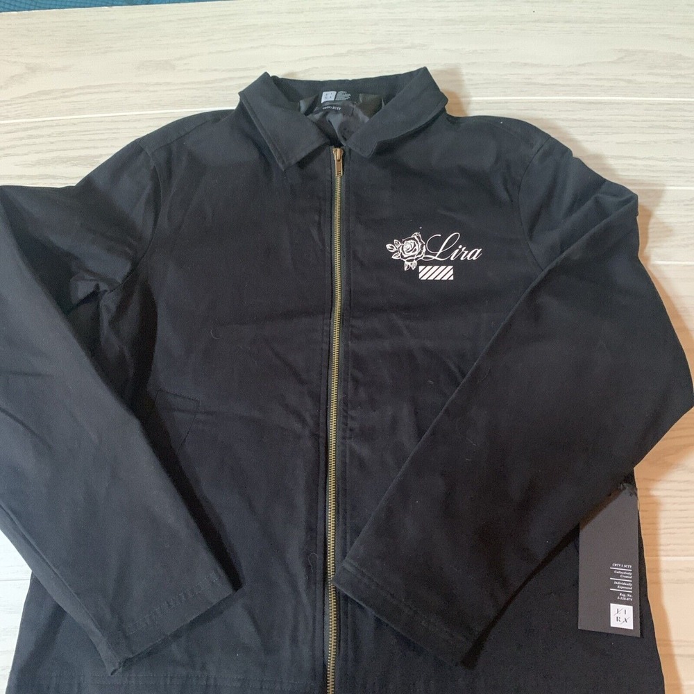 Lira Crtv Sctv Mens Large Long Sleeve Zip Up Jacket Black White‎